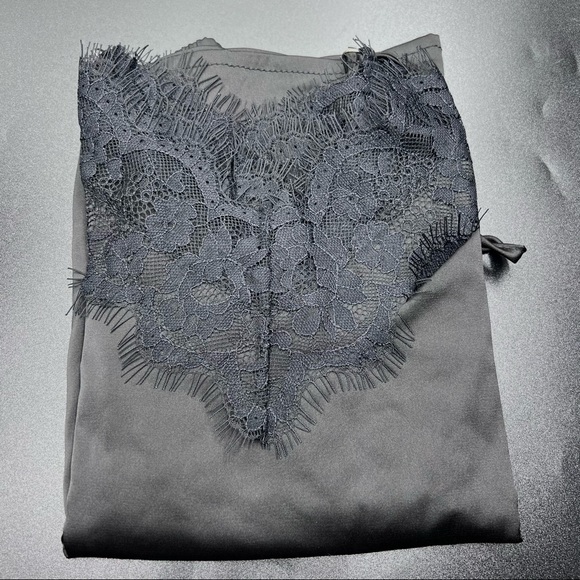 Black satin lace cami set top and bottom - Picture 7 of 14